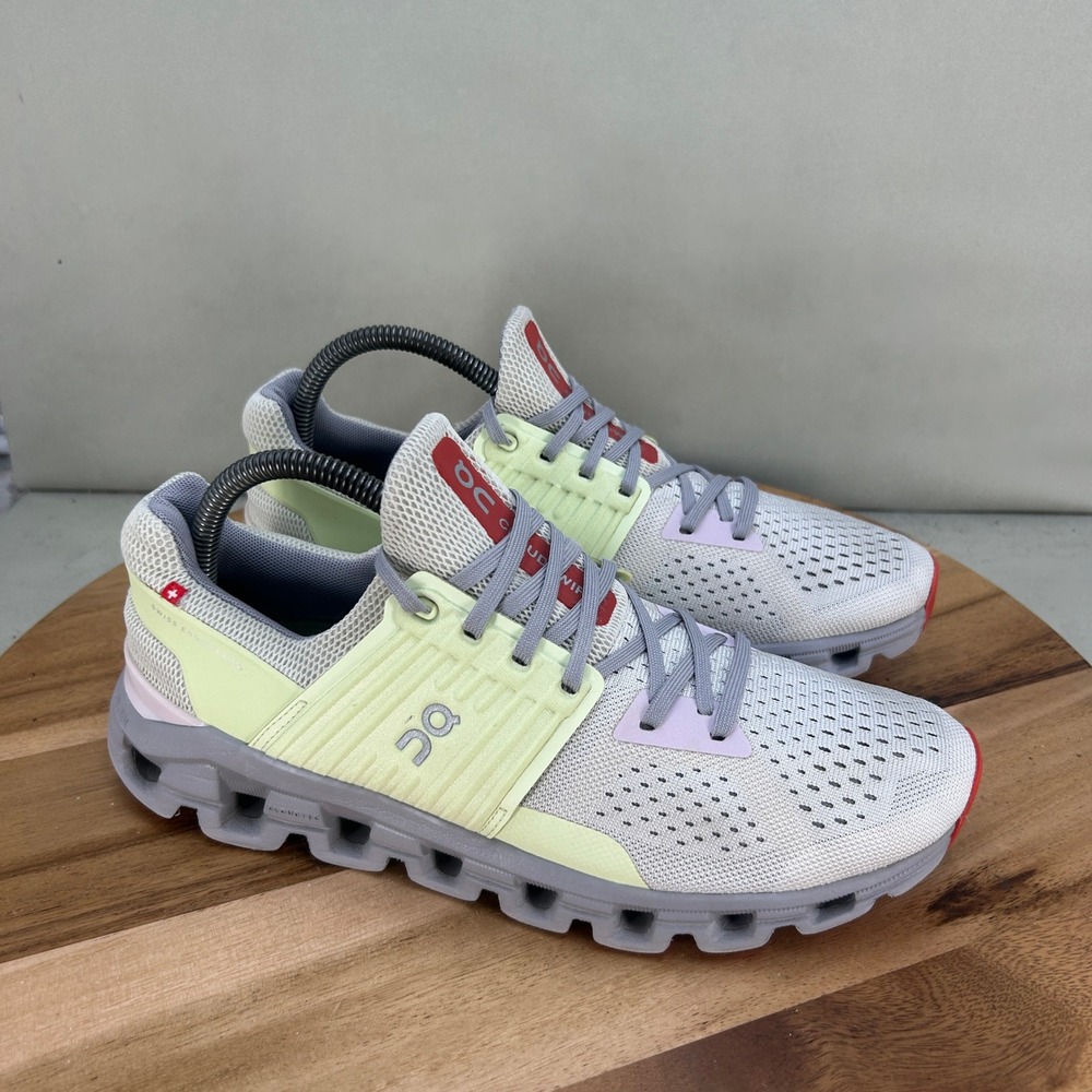 On Cloudswift Womens Running Shoes Grey Lime Green Cushioned Comfort Size 9.5